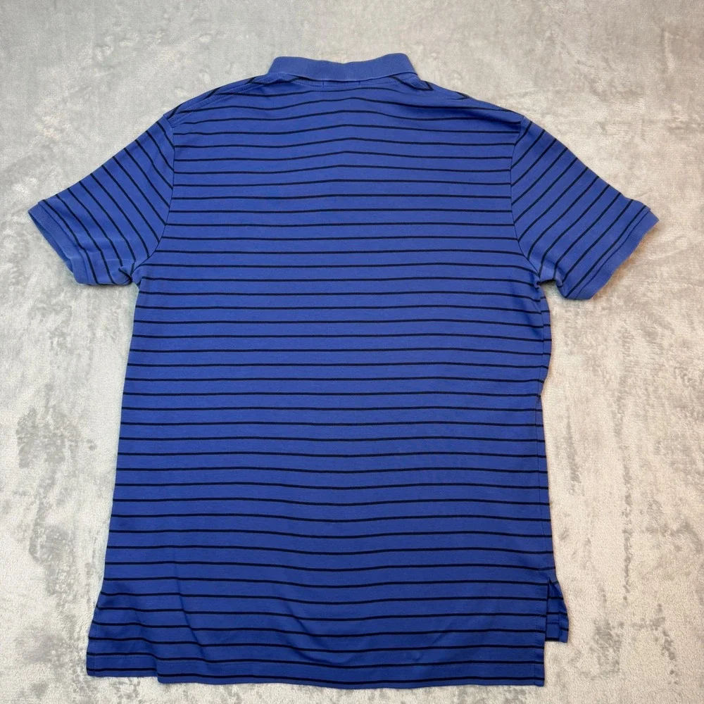 Polo Ralph Lauren Shirt Mens Large Blue Striped Red Pony Short Sleeve Cotton